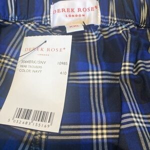 Derek Rose of London Cotton Pajama Pants Blue Plaid Tartan Pants Sz XXL